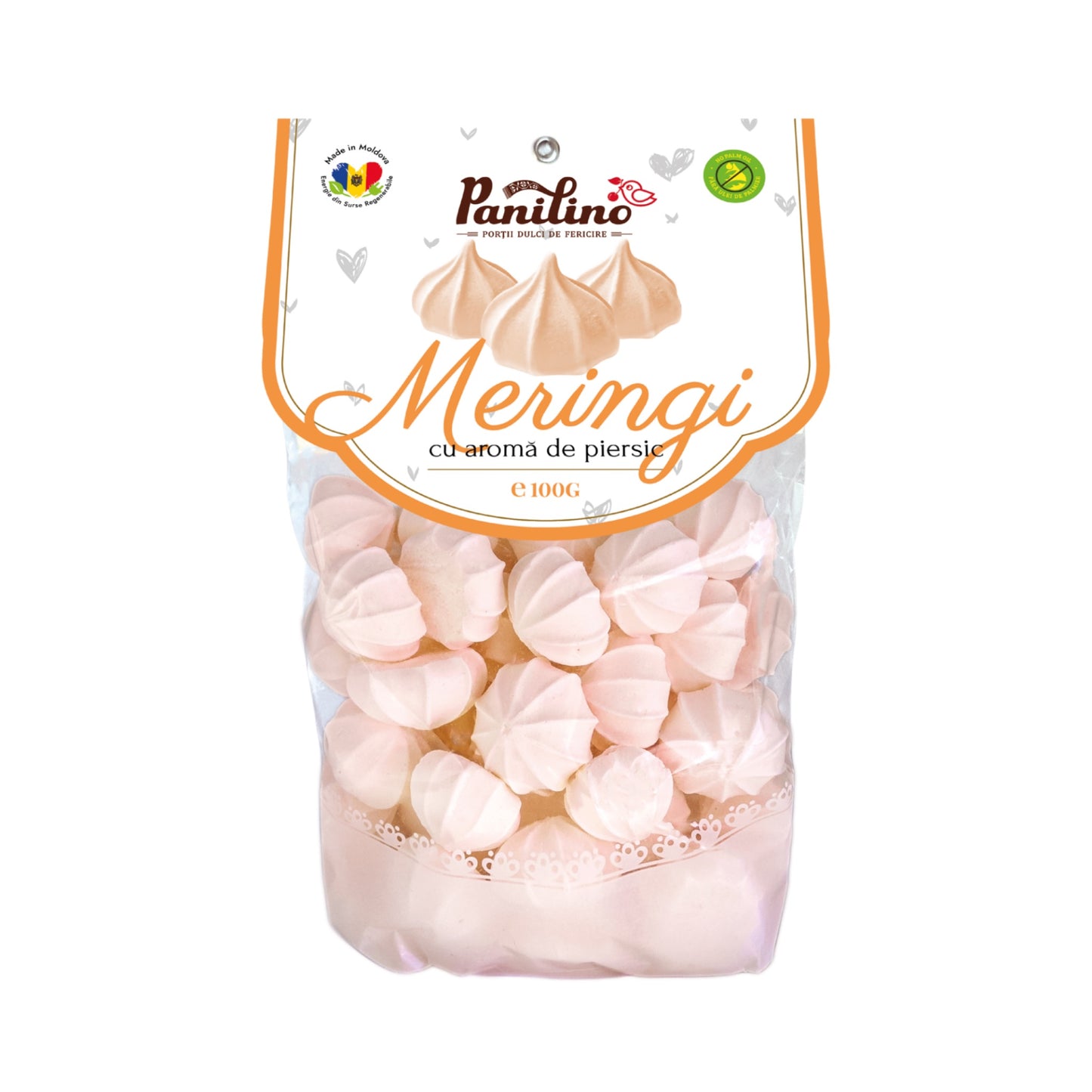 Panilino Peach Meringues bag, back label