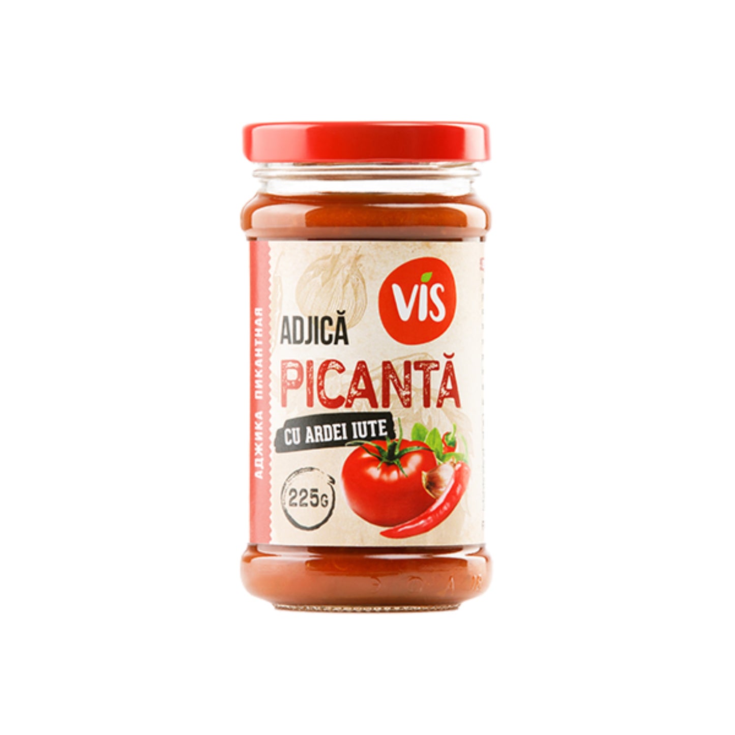 Vis Hot Caucasian Tomato Sauce (Adjika) with Hot Peppers jar
