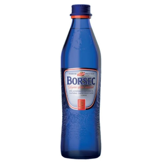 Borsec naturally carbonated mineral water, case of 12 glass bottles, 0.33L