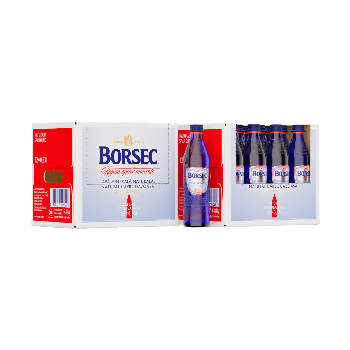 Borsec Naturally Carbonated Mineral Water 0.33L (12-pack), back label