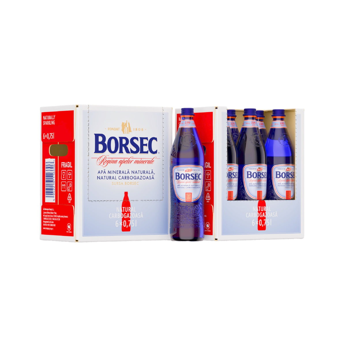 Borsec Naturally Carbonated Mineral Water 0.75L (6-pack), back label