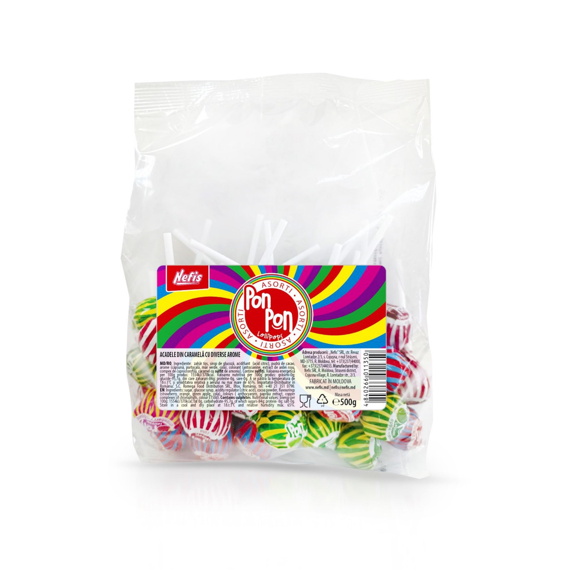 Nefis Pon Pon Lollipops Assorted, back label