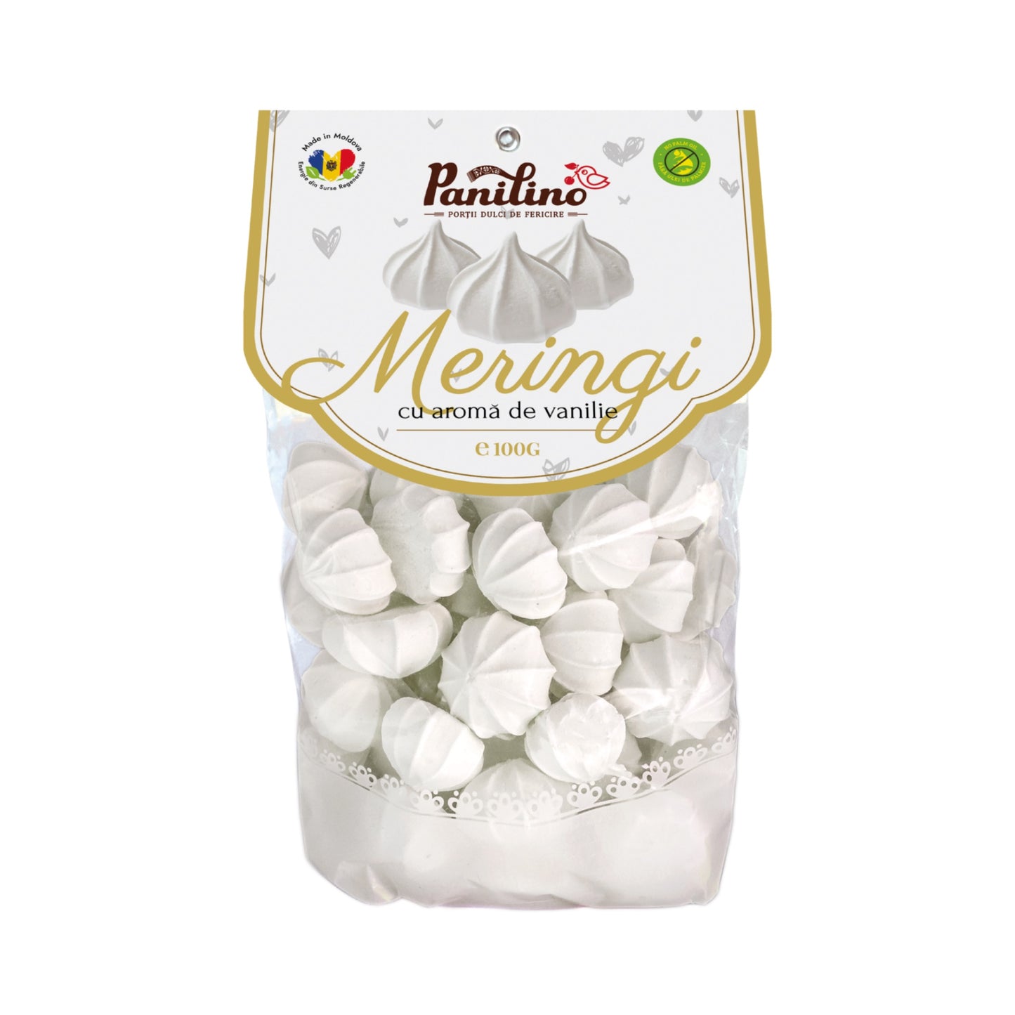 Panilino Vanilla Meringues bag, back label