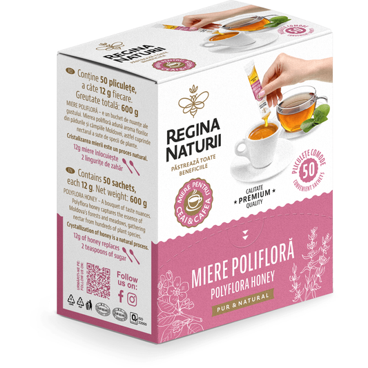 Regina Naturii polyflora honey, box of 50 individual 12g sachets