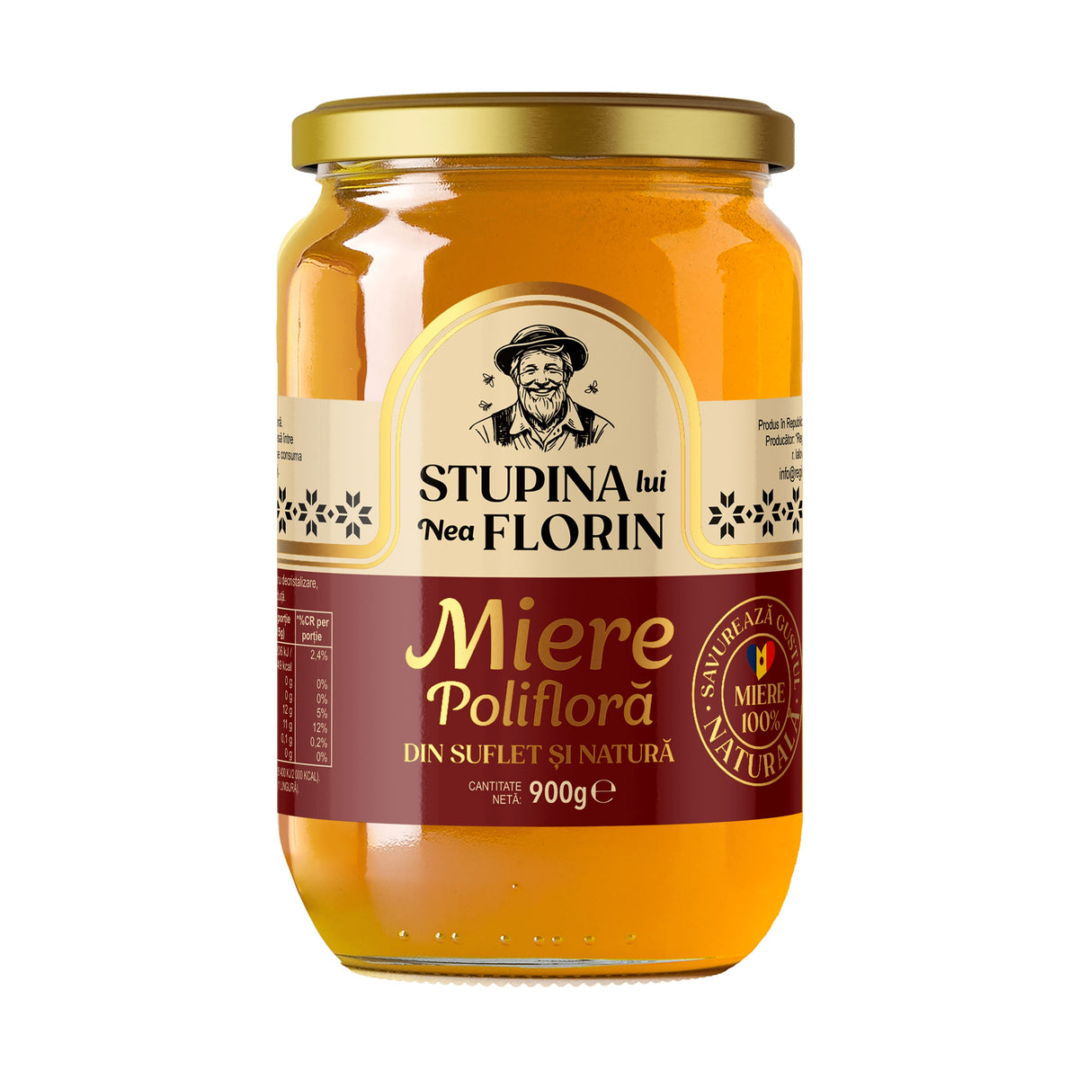 Stupina lui Nea Florin Natural Polyfloral Honey 250g/900g, back label