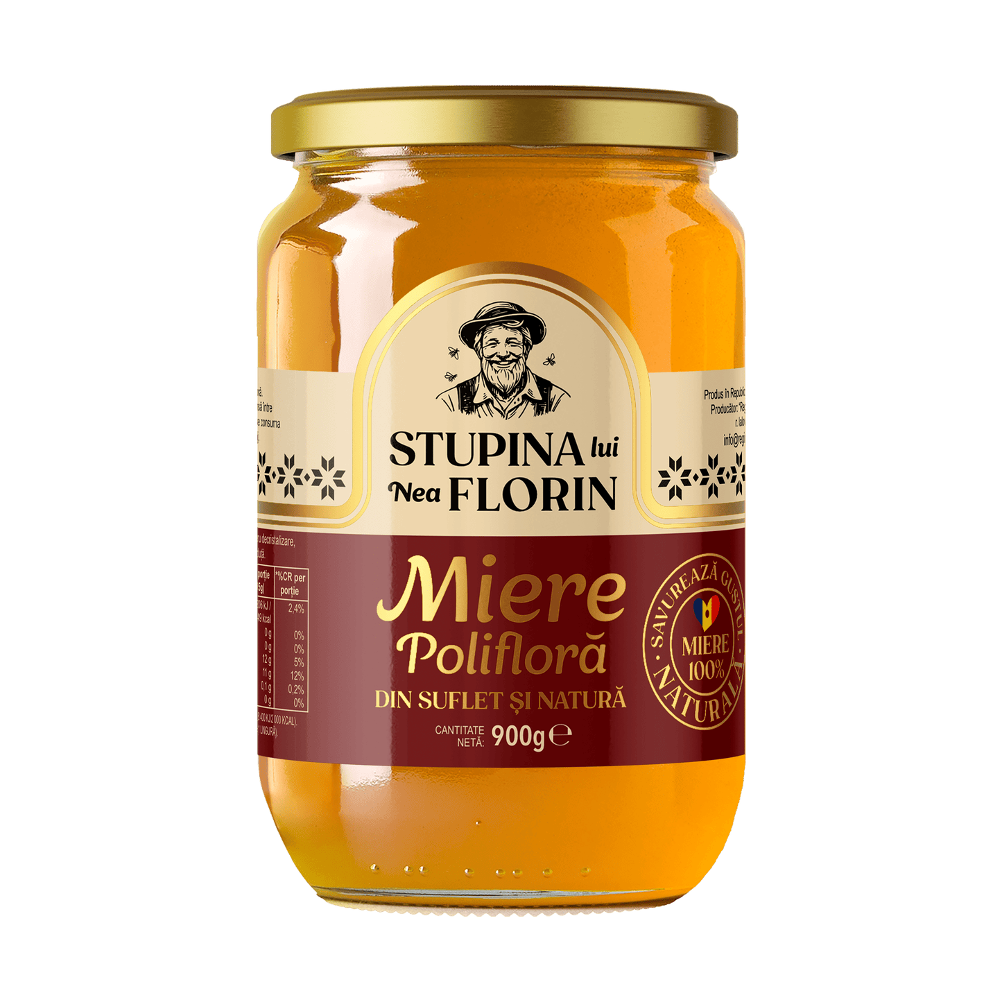 Regina Naturii Stupina lui Nea Florin polyfloral honey jar, 900g