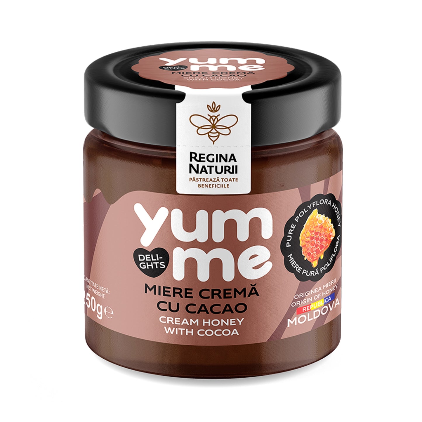 Regina Naturii Yumme Creamed Honey with Cocoa 250g jar