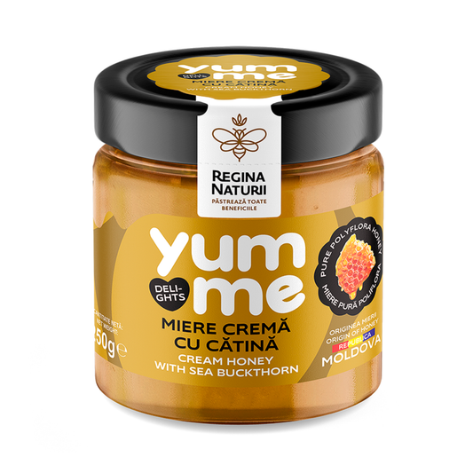 Regina Naturii Yumme creamed honey with sea buckthorn, 250g jar